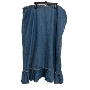 Vintage Denim Ruffled Hem Skirt 18W Emma James Cotton Blue Cottage Core Cowgirl